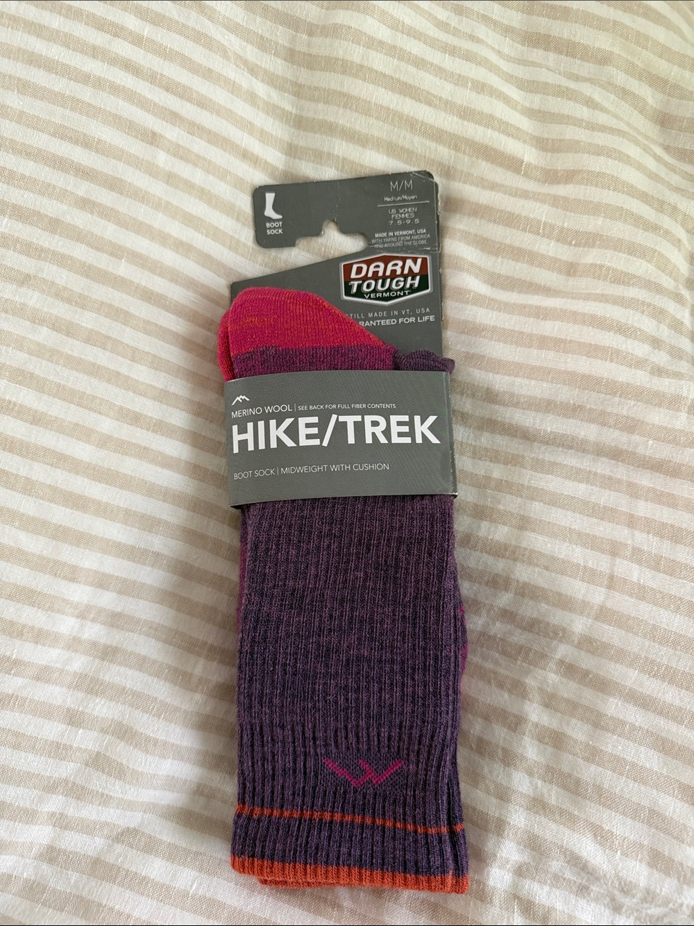 Darn Tough Hike/Trek Merino Wool Boot Socks - Purple/Red